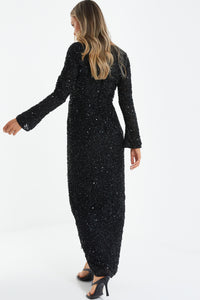 Maxi Vestido Negro de Lentejuelas
