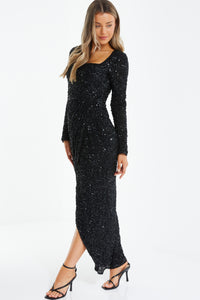 Maxi Vestido Negro de Lentejuelas
