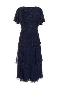 Vestido Midi Volantes Azul