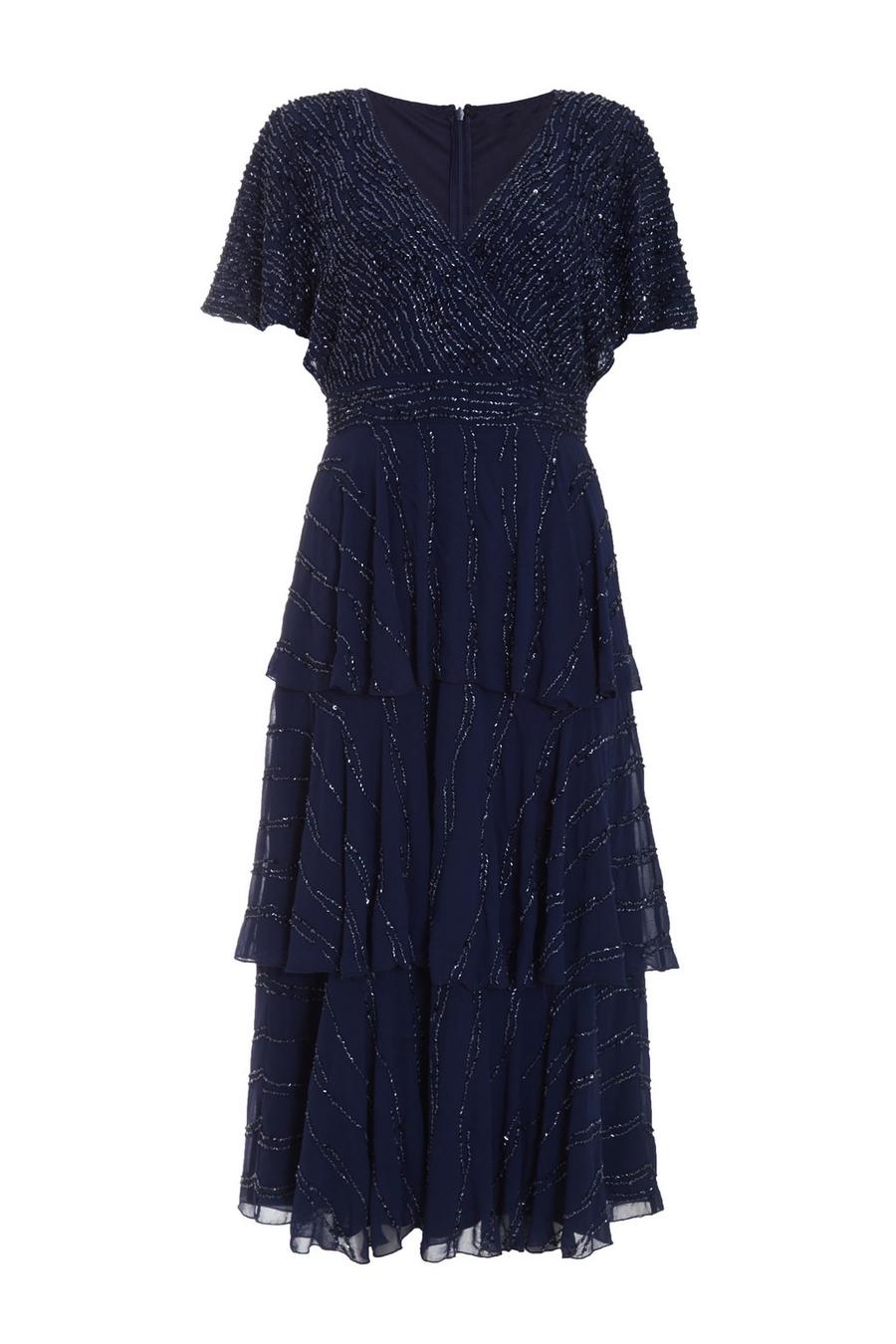 Vestido Midi Volantes Azul