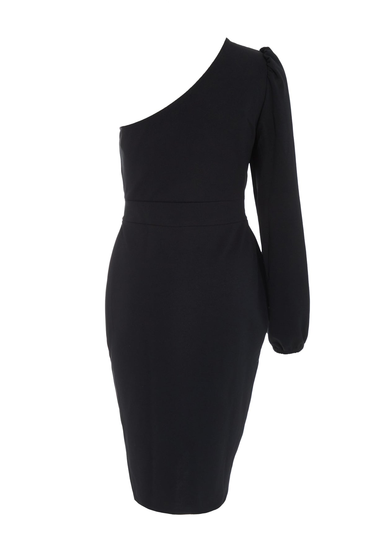 Mini Vestido Bodycon Negro de Una Manga
