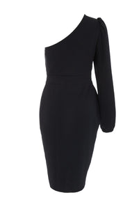 Mini Vestido Bodycon Negro de Una Manga
