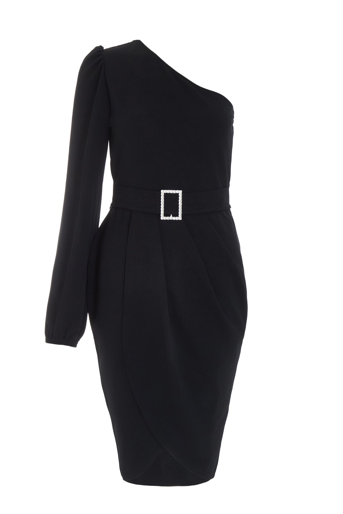 Mini Vestido Bodycon Negro de Una Manga