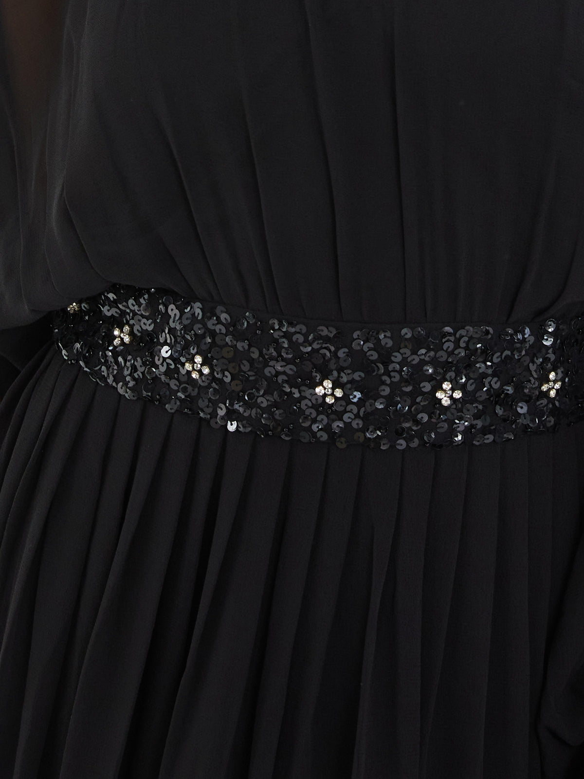 Maxi Vestido Halter Negro con Lentejuelas