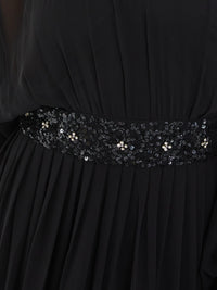 Maxi Vestido Halter Negro con Lentejuelas