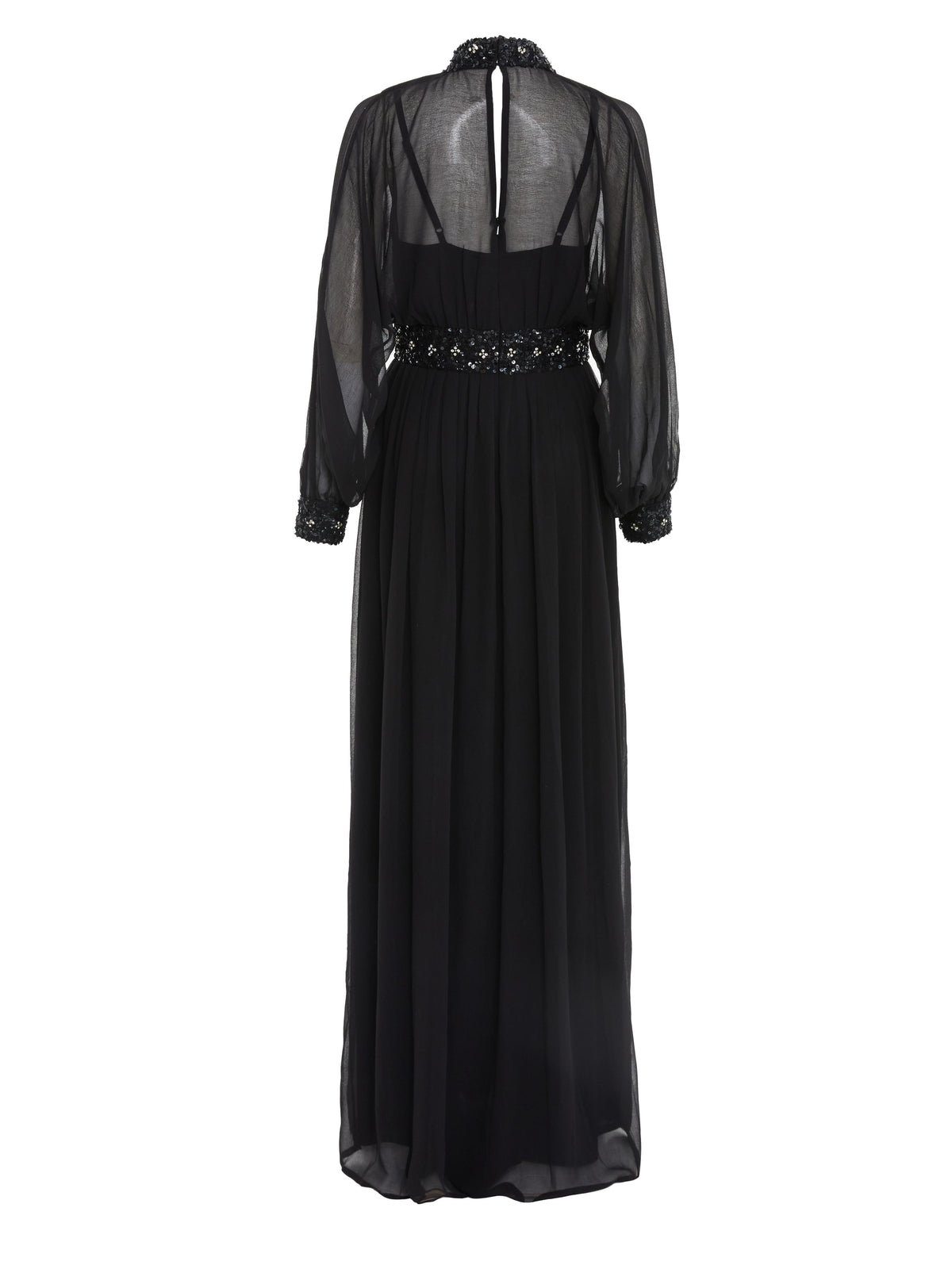 Maxi Vestido Halter Negro con Lentejuelas