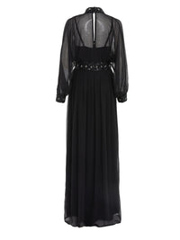 Maxi Vestido Halter Negro con Lentejuelas