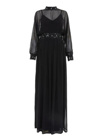 Maxi Vestido Halter Negro con Lentejuelas