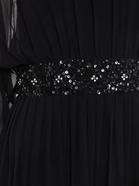 Maxi Vestido Halter Negro con Lentejuelas