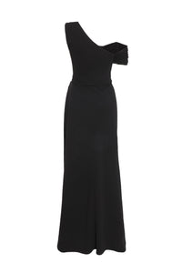 Maxi Vestido Cuello Asimétrico Negro