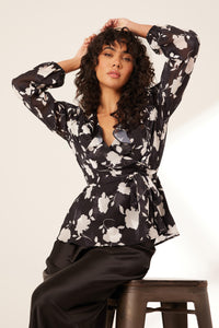 Top negro Floral
