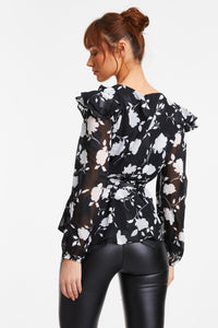 Top negro Floral
