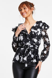 Top negro Floral