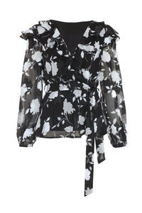 Top negro Floral