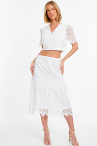 Falda estampada blanca