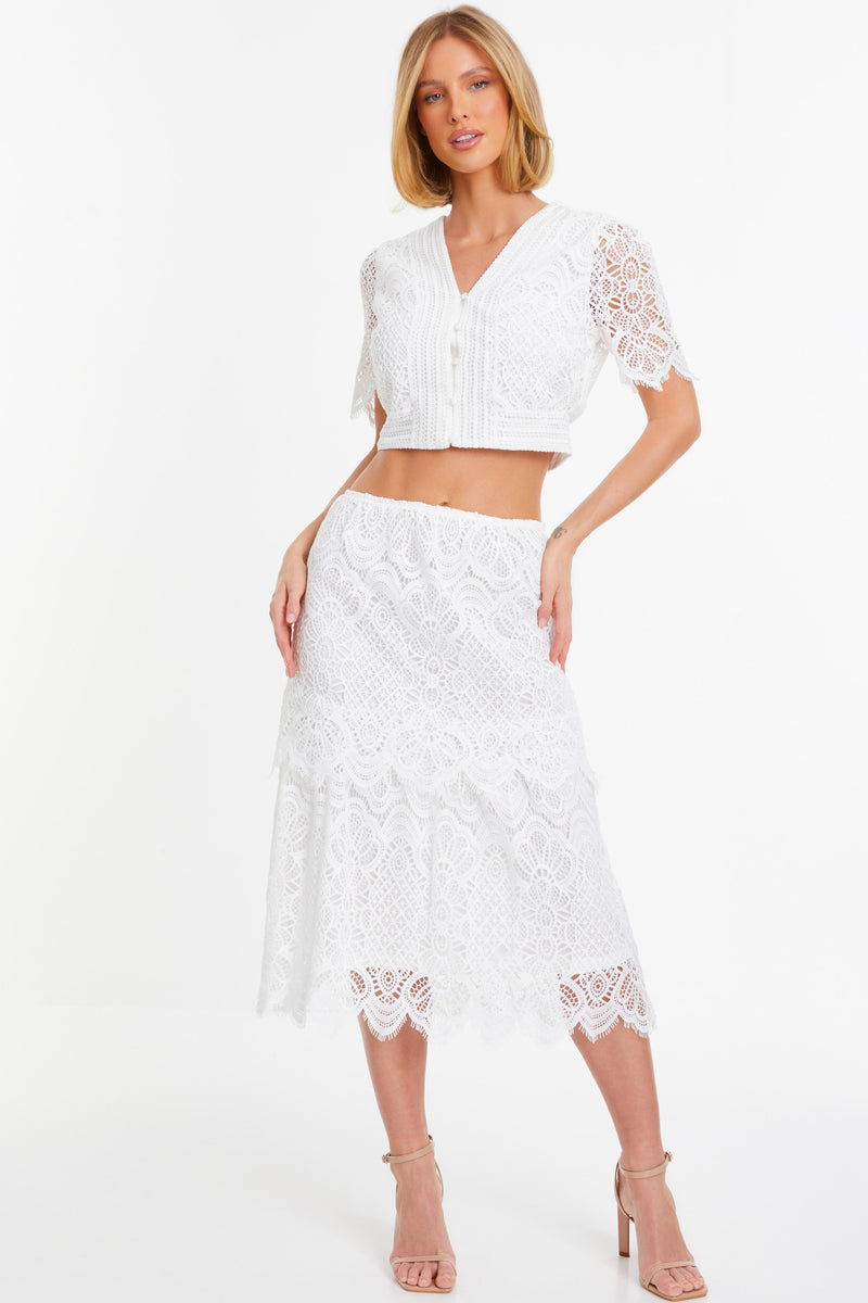 Falda estampada blanca