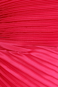 MAGENTA SATIN PLEATED ONE SHOULDER DRESS