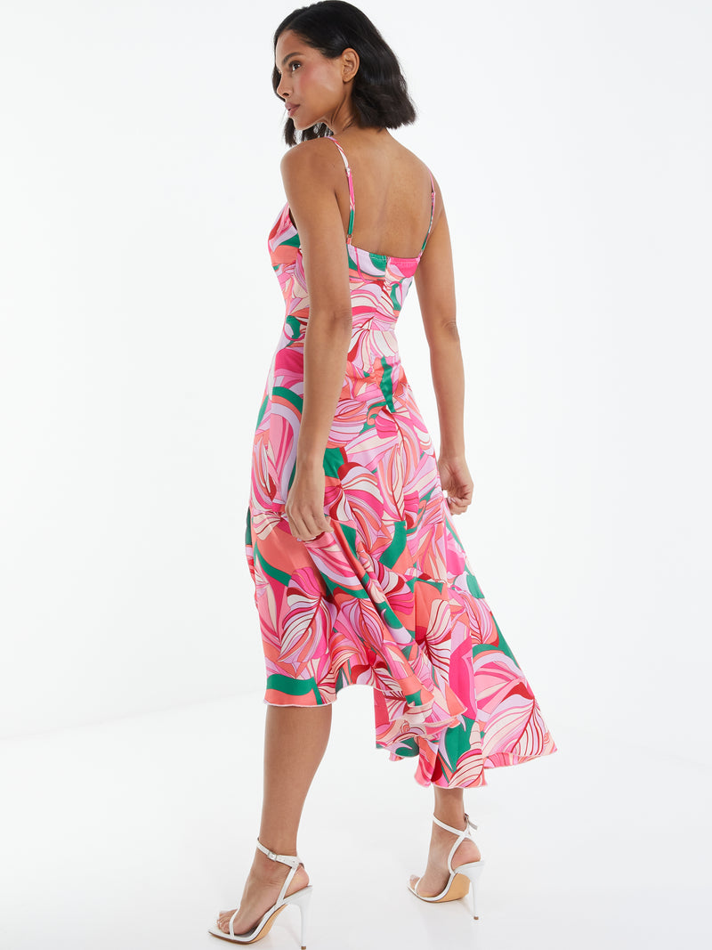 Vestido Midi Print pañuelo rosa