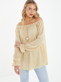Top beige con Collar