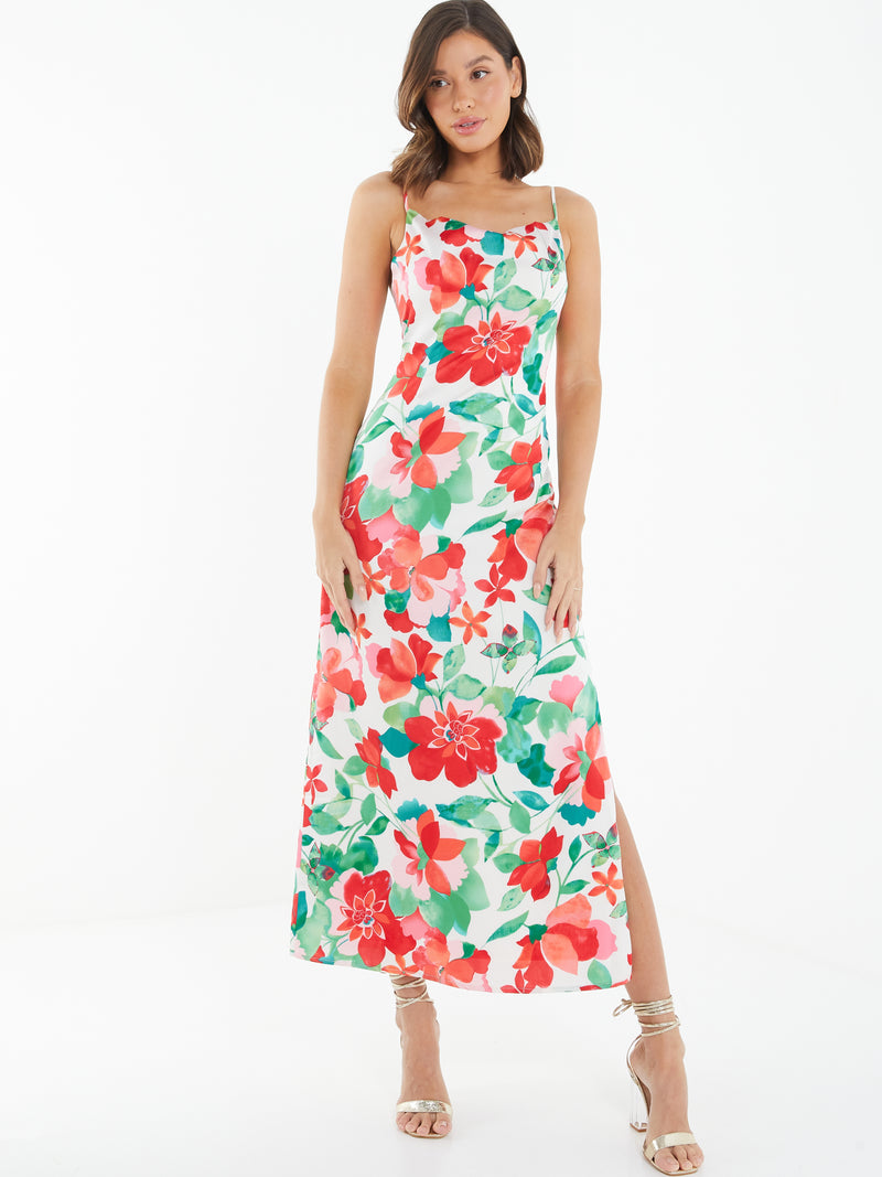 Vestido Flores satin