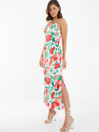 Vestido Flores satin