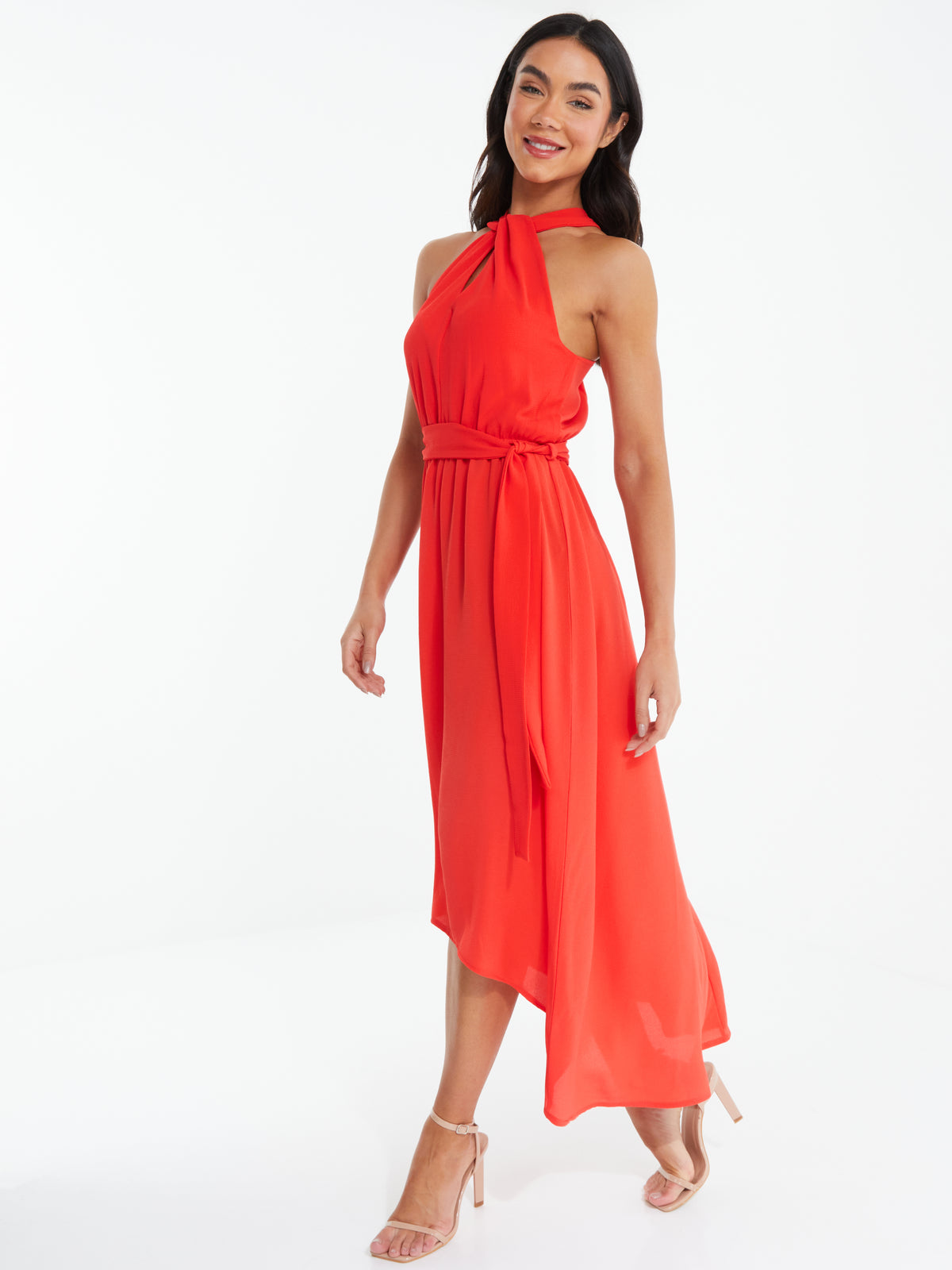 Vestido naranja cuello halter