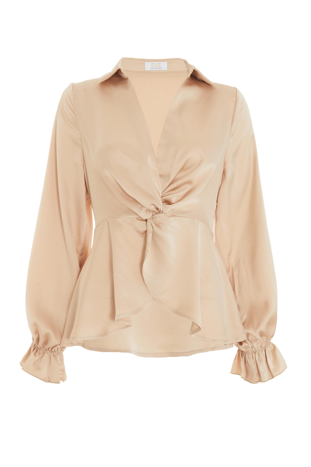 Blusa dorada satin con vuelos
