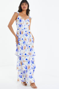 Vestido largo floral blanco