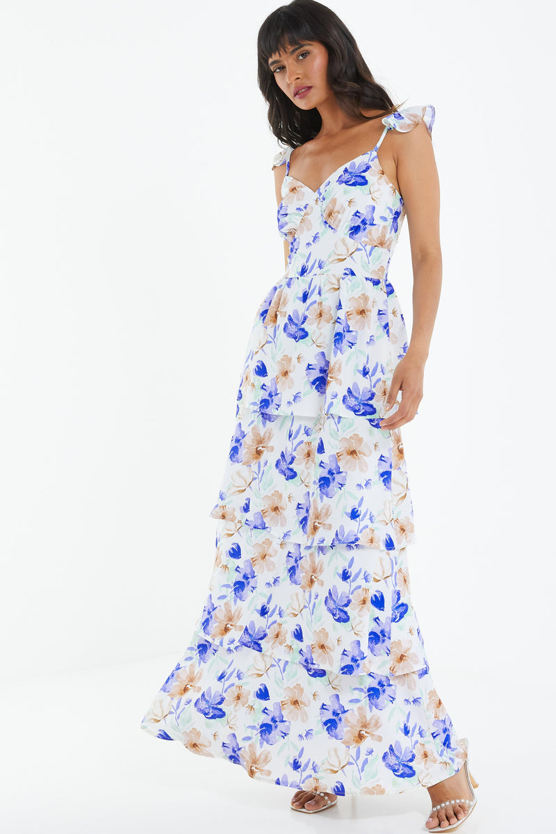 Vestido largo floral blanco