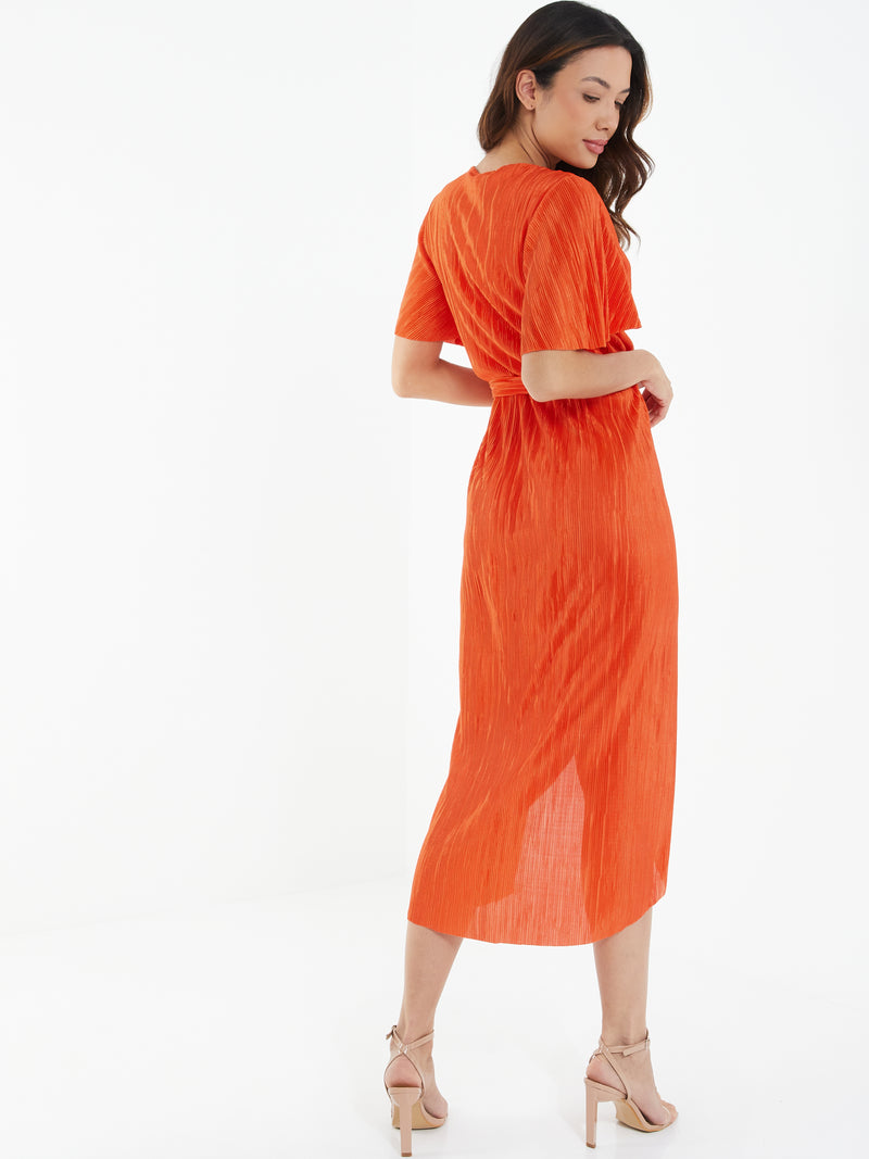 Vestido Plisado Naranja