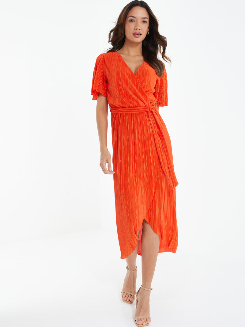 Vestido Plisado Naranja