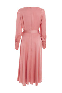 Vestido Midi Satin Rosa