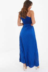 Maxi Dress Azul Plisado
