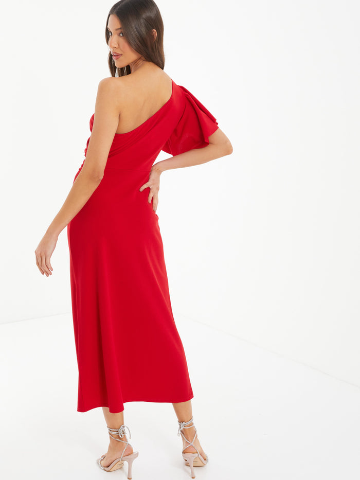 Vestido rojo una manga.