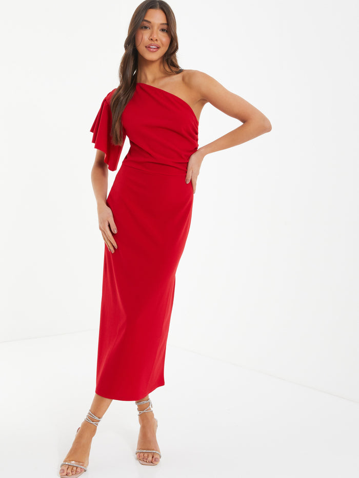 Vestido rojo una manga.