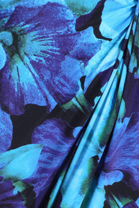 Vestido Midi Drapeado Floral Azul