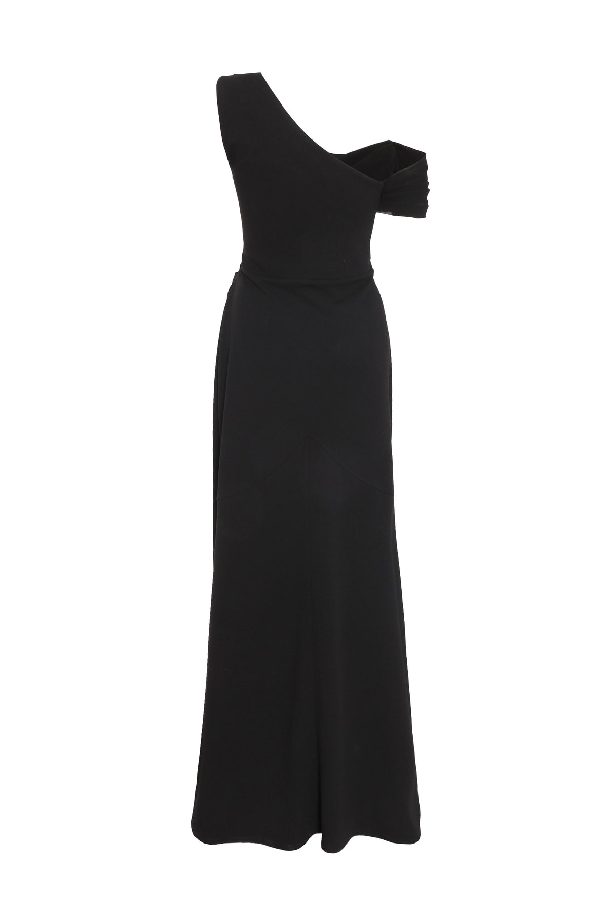 Maxi Vestido Cuello Asimétrico Negro