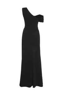 Maxi Vestido Cuello Asimétrico Negro