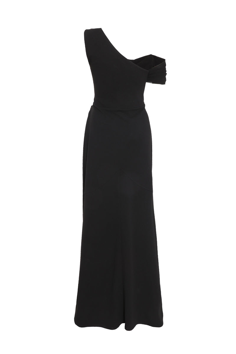 Maxi Vestido Cuello Asimétrico Negro