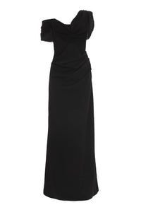 Maxi Vestido Cuello Asimétrico Negro