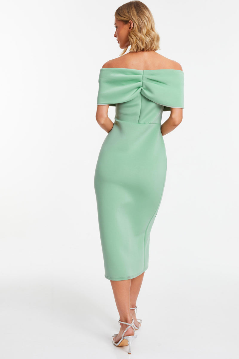 Vestido verde bardot