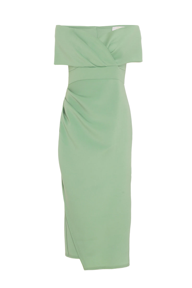 Vestido verde bardot