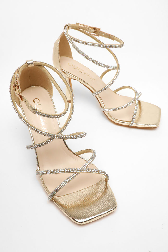 Sandalias Doradas con Diamantes