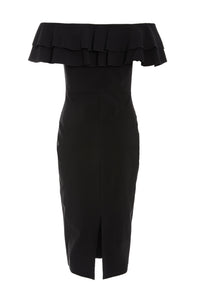 Vestido Negro Bardot Ruffle