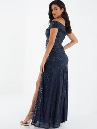 Maxi Dress Azul con Lentejuelas
