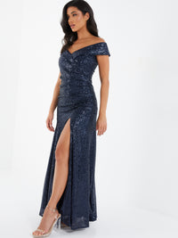 Maxi Dress Azul con Lentejuelas