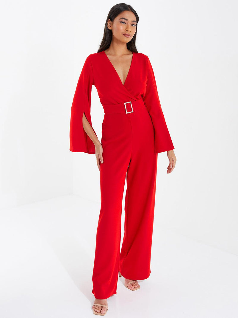 Enterizo rojo estilo palazzo - Quiz Clothing Guatemala Vestidos en Guatemala