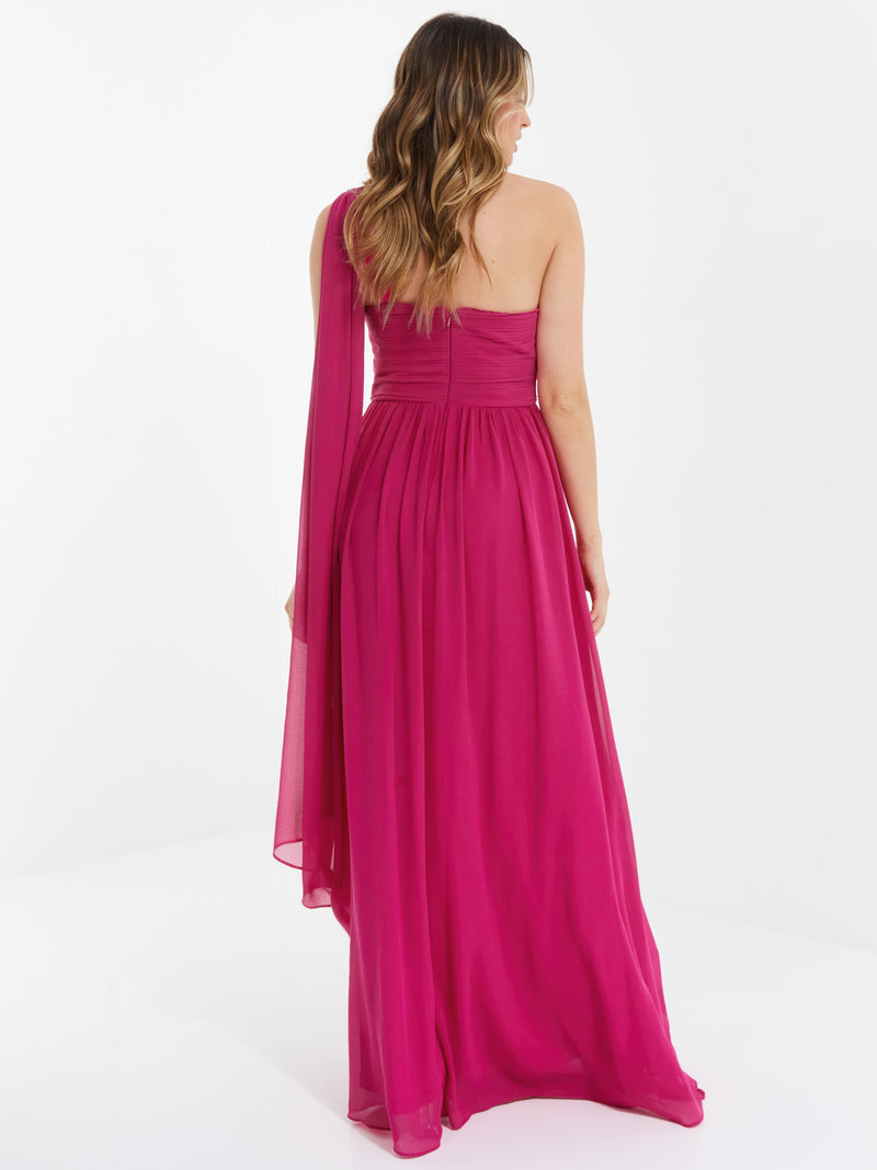 Vestido largo fucsia