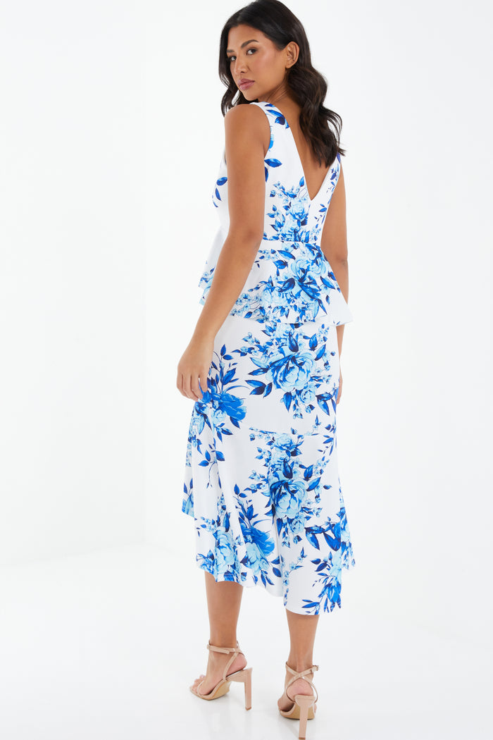 Vestido con Flores Azul