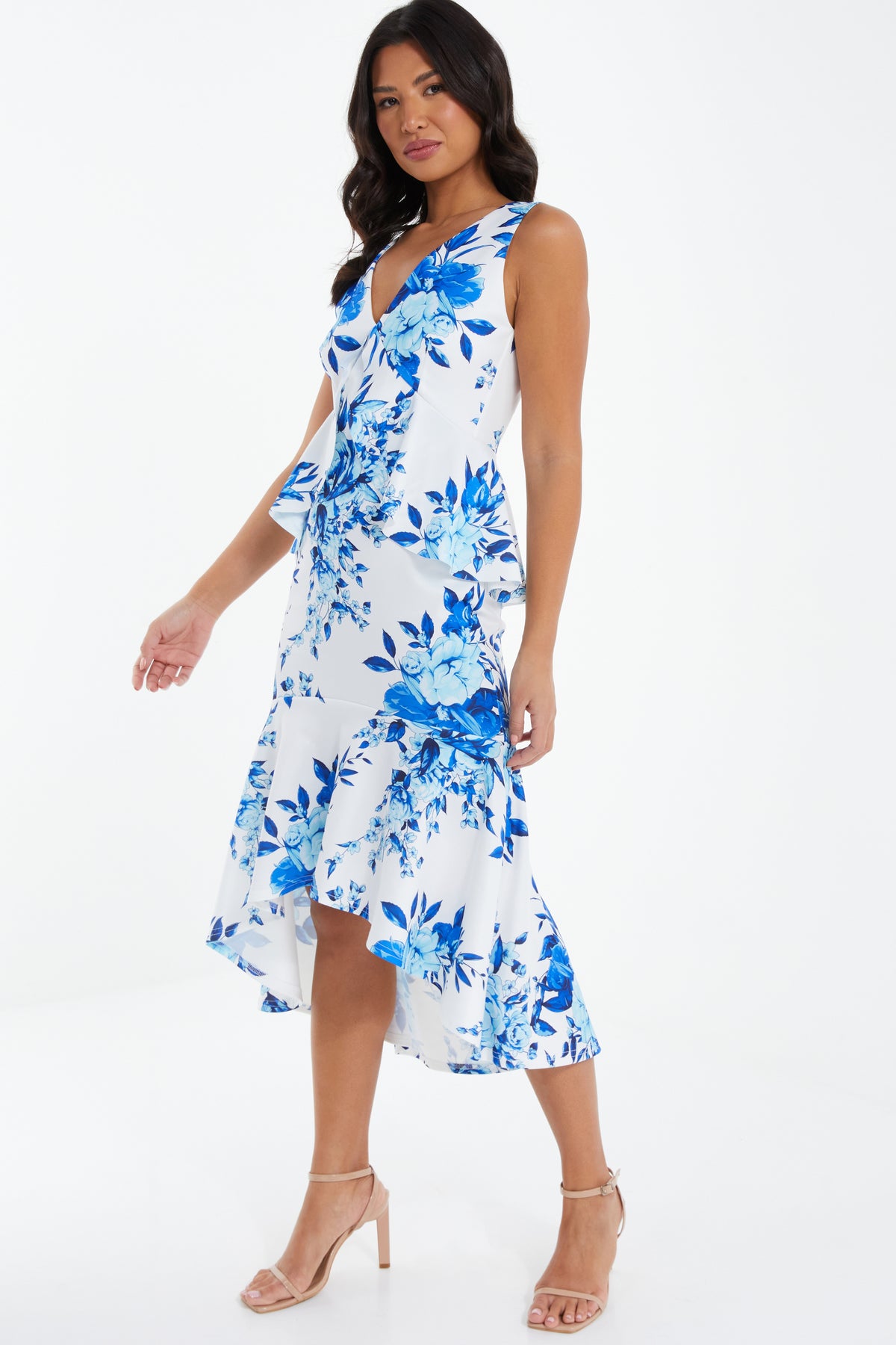 Vestido con Flores Azul